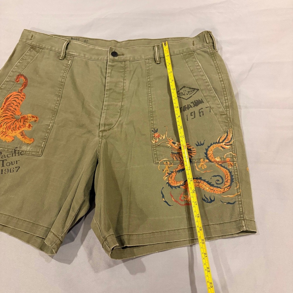 Polo Ralph Lauren Utility Surplus Chino Shorts Olive Green Pacific Tour Mens 40 - Picture 8 of 16